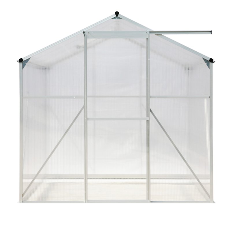 Living and Home 8ft × 6ft Aluminium Hobby Greenhouse with Window Opening and Sliding Door