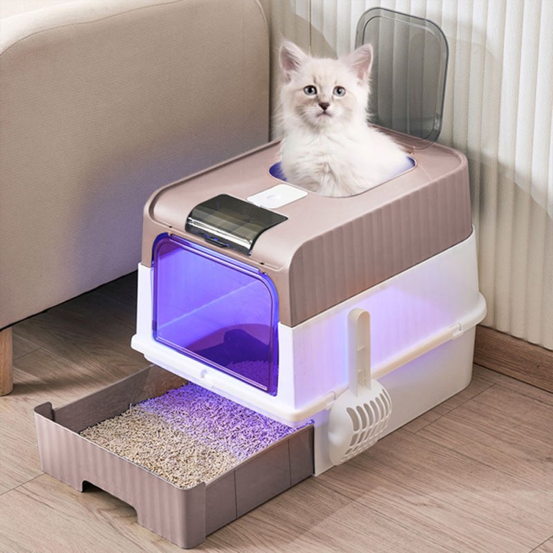 Living and Home Fully Enclosed Cat Litter Box with UV Sterilization