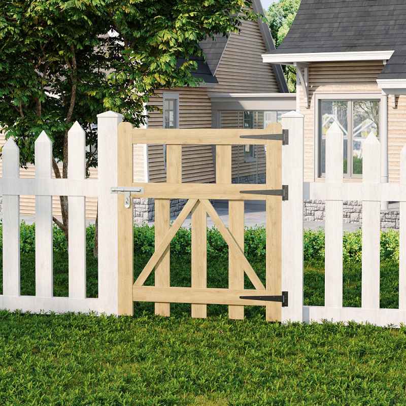Living and Home 2.5x3ft Outdoor Wooden Garden Gate Fence Door