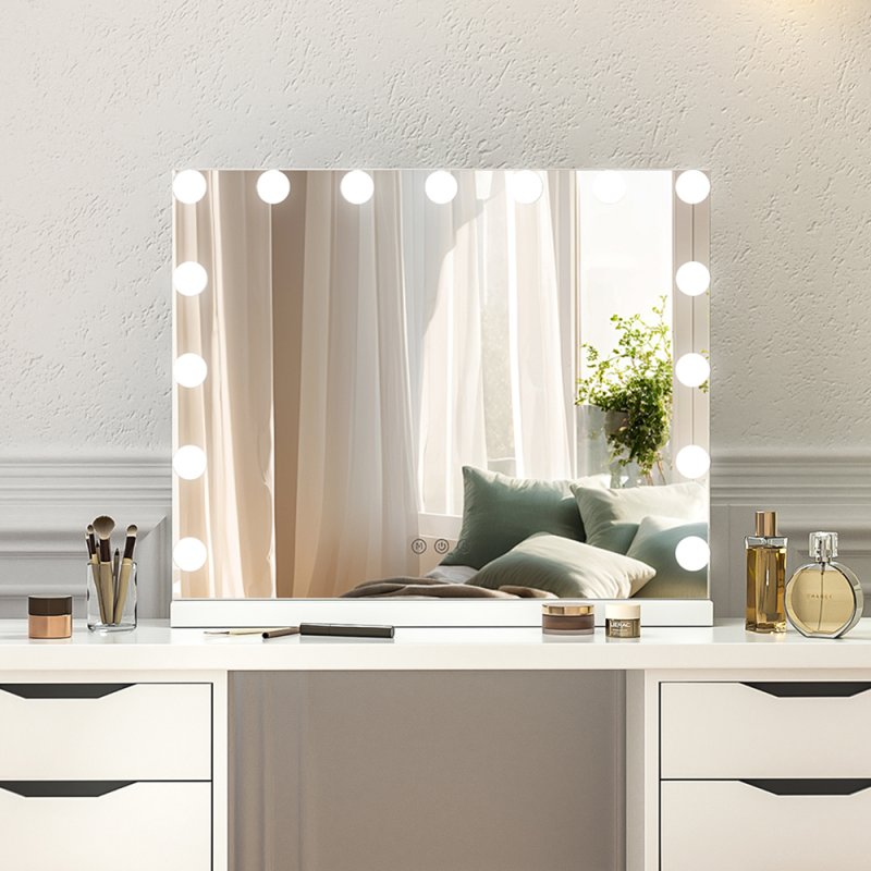Living and Home Rectangle Tabletop Hollywood Vanity Mirror with Lights