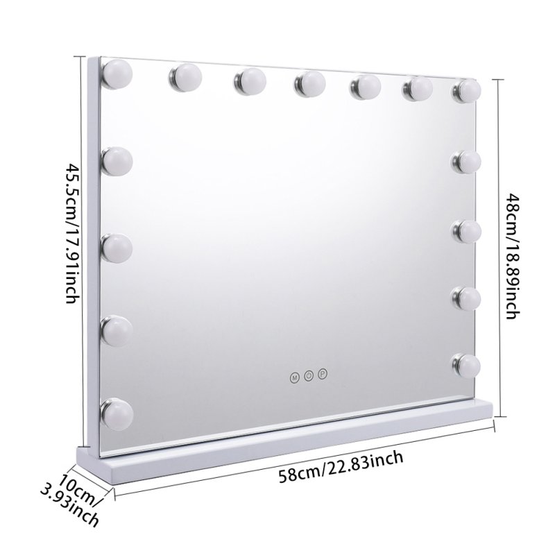 Living and Home Rectangle Tabletop Hollywood Vanity Mirror with Lights