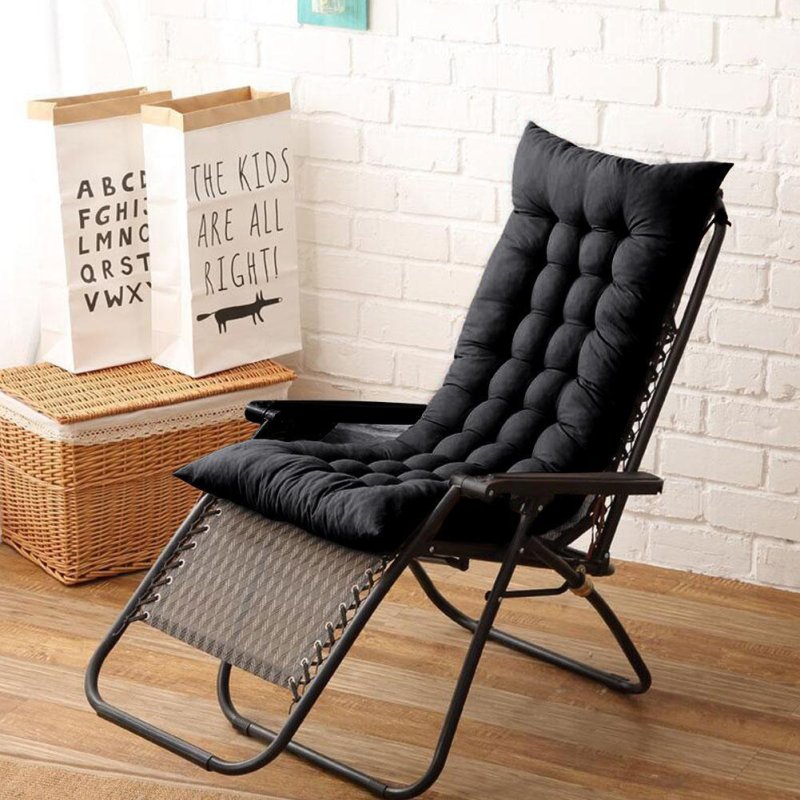 Living and Home Black Non-slip Sun Lounger Cushion for Garden Patio, 125cm(W) x 48cm(D)