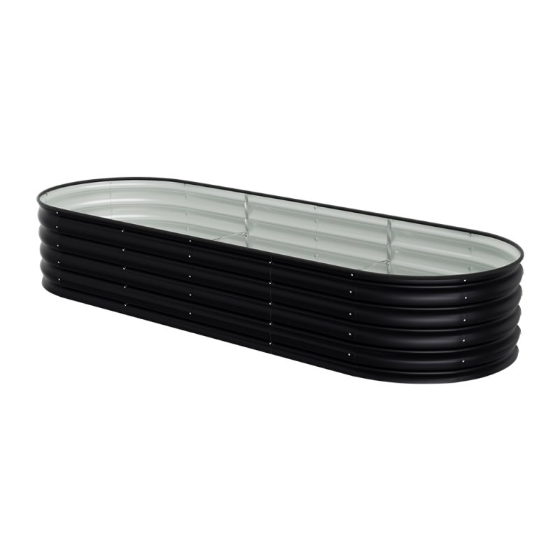 Living and Home Anthracite Oval-Shaped Galvanized Steel Raised Garden Bed, 240cm W x 80cm D x 42cm H