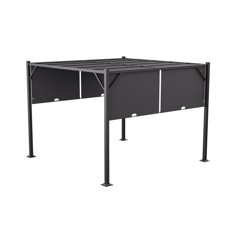 Outdoor Retractable Steel Pergola with Canopy 295cm W x 295cm D x 220cm H