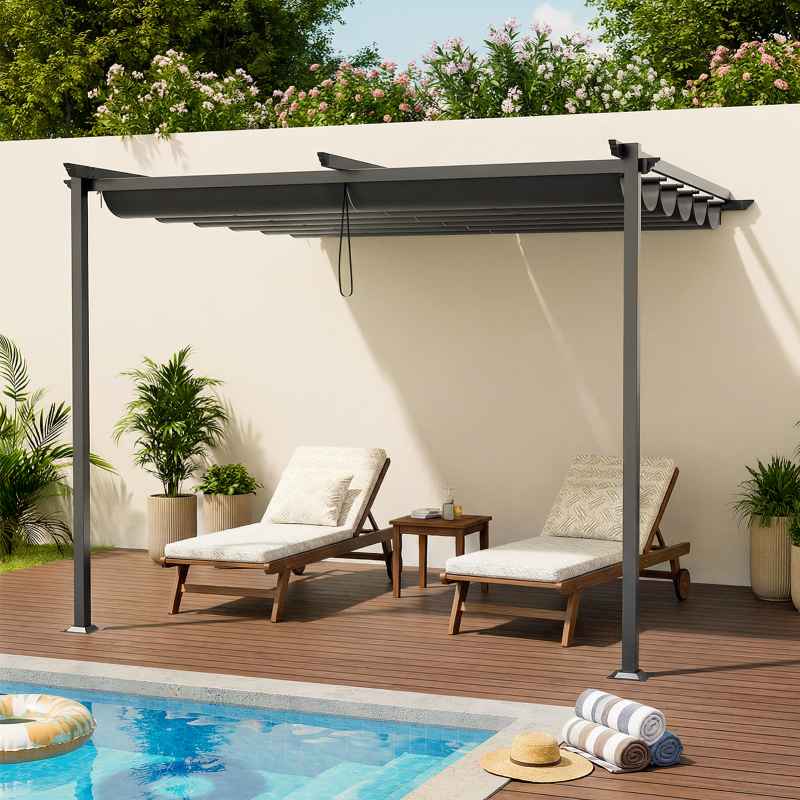 10 x 13FT Outdoor Lean To Pergola with Canopy