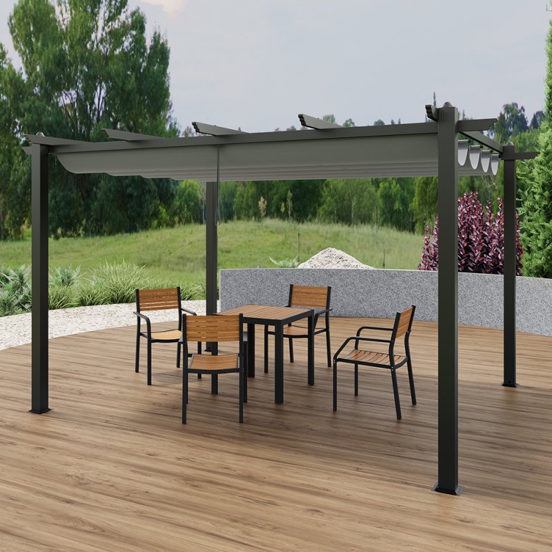 13x10ft Aluminium Pergola with Retractable Roof