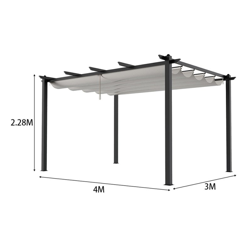 13x10ft Aluminium Pergola with Retractable Roof