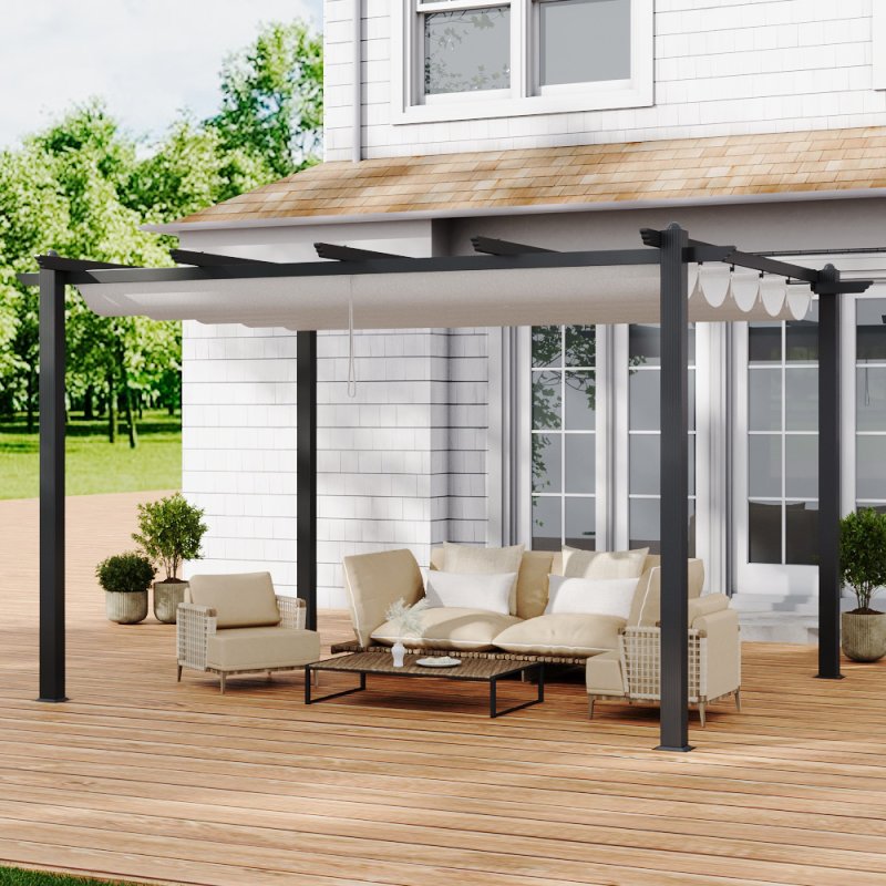 13x10ft Aluminium Pergola with Retractable Roof