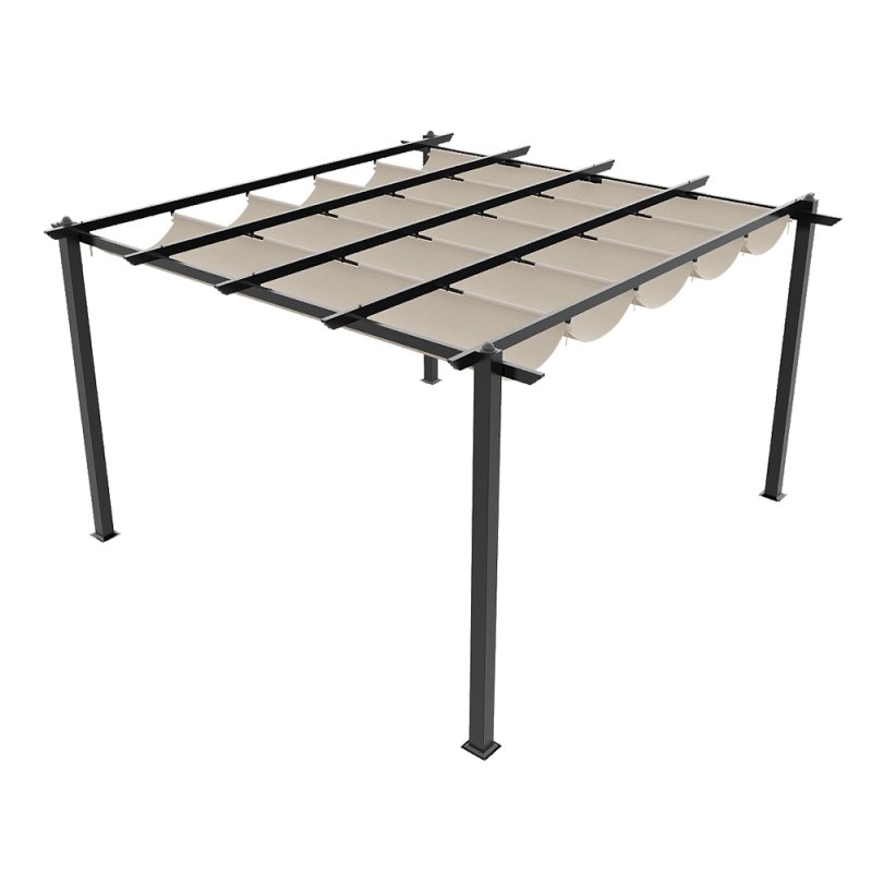 13x13ft Aluminium Pergola with Retractable Roof