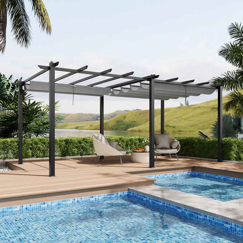 10x20ft Aluminium Pergola with Retractable Roof