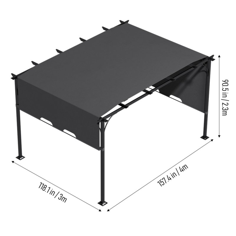 4x3m Outdoor Pergola with Adjustable Canopy