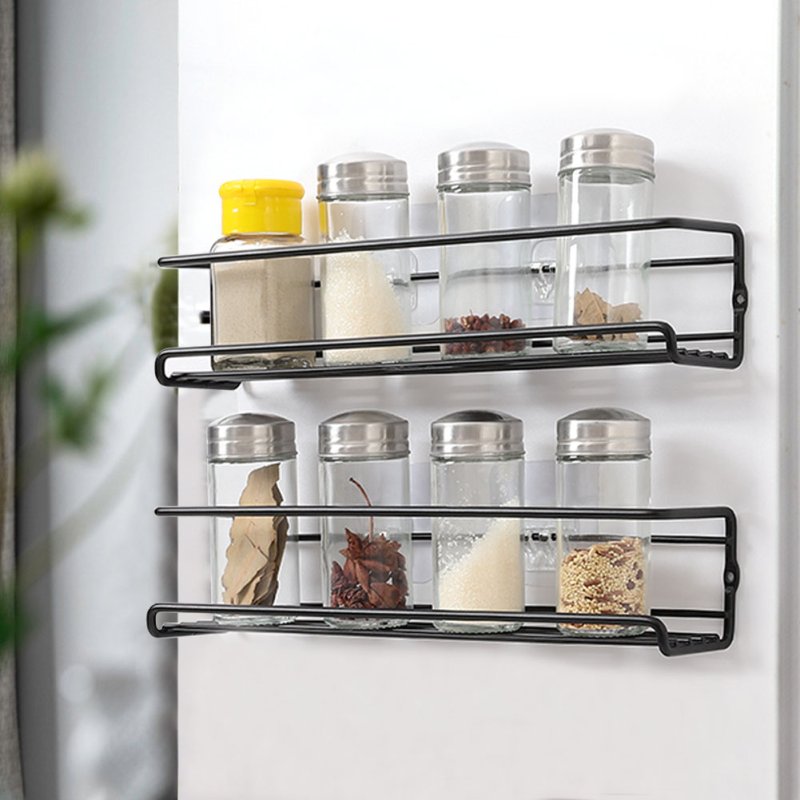 Living and Home Set of 2 Wall-Mounted Spice Racks, Black
