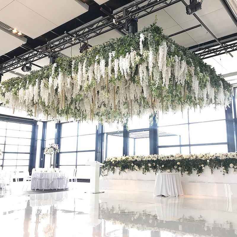 Living and Home 12pcs Artificial White Wisteria Hanging Vines