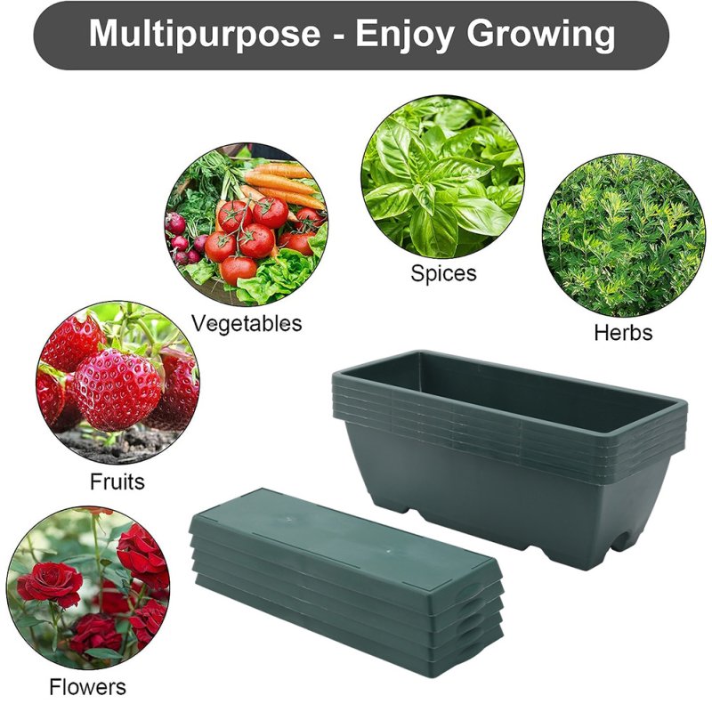 Living and Home 5-Piece Rectangle Garden Planter Set