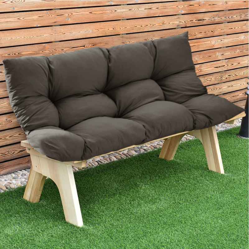 Living and Home Dark Grey Rectangular Tufted Bench Cushion Seat Pad, 120cm W x 80cm D