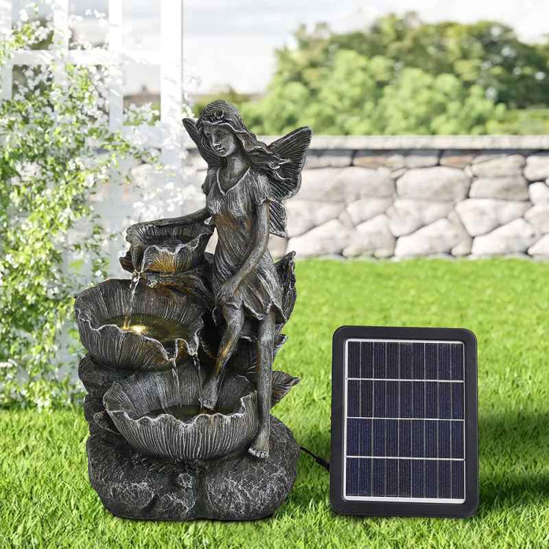 Living and Home Fairy Solar Resin Water Fountain Water Feature