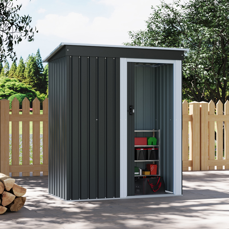 5.38 x 2.89FT Outdoor Metal Storage Shed with Lockable Door