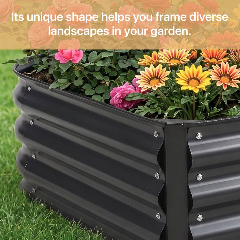 Galvanised Steel Raised Garden Bed, 108cm W x 93cm D x 28.5cm H