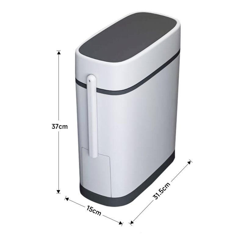Living and Home Slim Plastic Trash Can with Built-in Toilet Brush