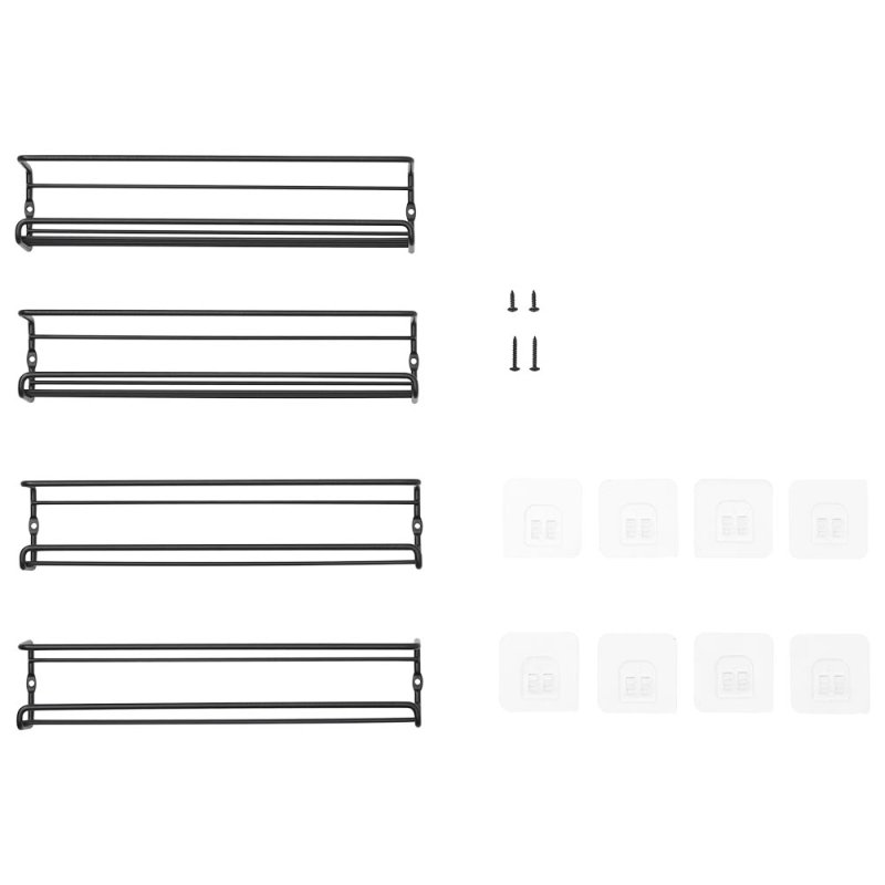 Living and Home Wall Mount Metal Wire Spice Rack Set of 4