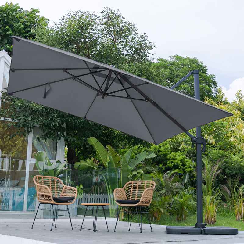 Living and Home 3M Dark Grey Large Square Canopy Rotating Outdoor Cantilever Parasol
