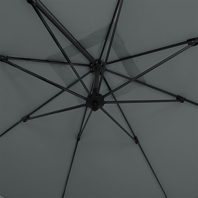 Living and Home 3M Dark Grey Large Square Canopy Rotating Outdoor Cantilever Parasol