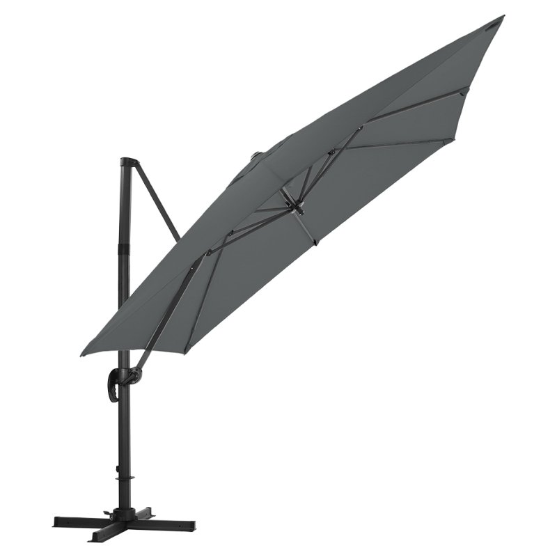 Living and Home 3M Large Square Canopy Rotating Outdoor Cantilever Parasol with Square Fillable Base (Up to 60/80kg filled with water/sand)