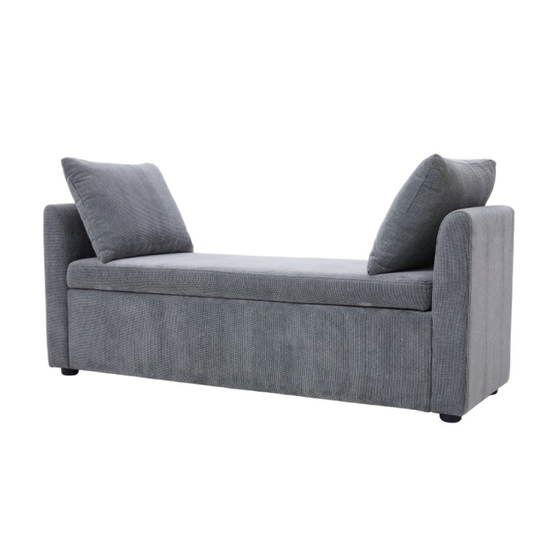 Living and Home Upholstered Storage Bench with 2 Pillow, Grey