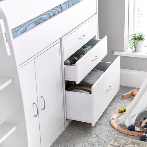 Lacy White Storage Mid Sleeper Bed