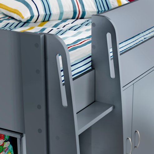 Lacy Grey Storage Mid Sleeper Bed