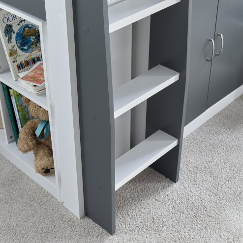 Lacy Grey And White Storage Mid Sleeper Bed
