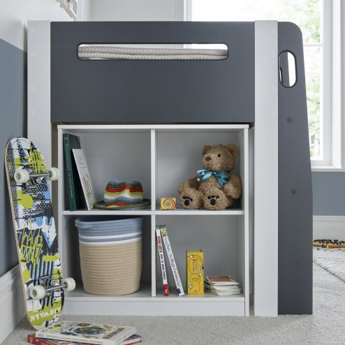 Lacy Grey And White Storage Mid Sleeper Bed