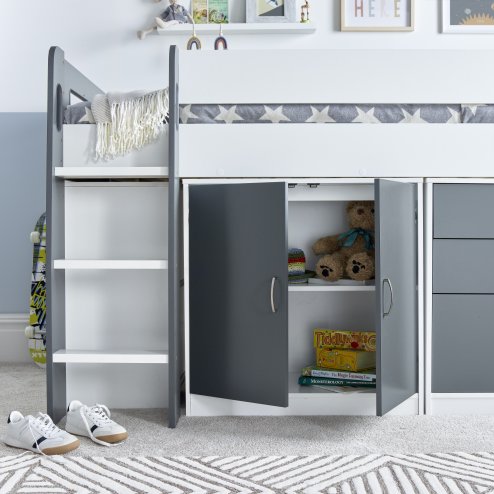 Lacy Grey And White Storage Mid Sleeper Bed