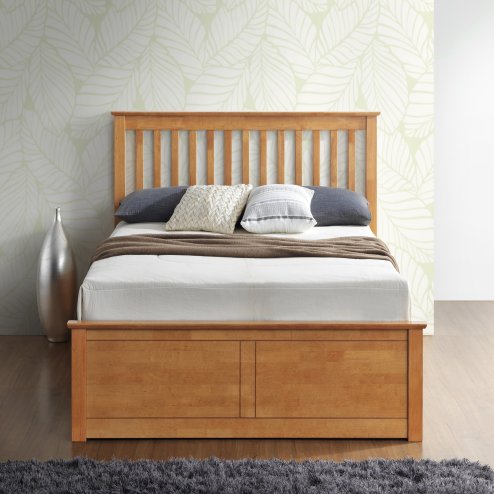Malmo Oak Wooden Ottoman Storage Bed Double