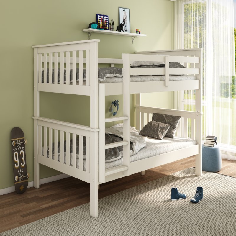 Oslo White Quadruple Sleeper Bunk Bed And Mattresses