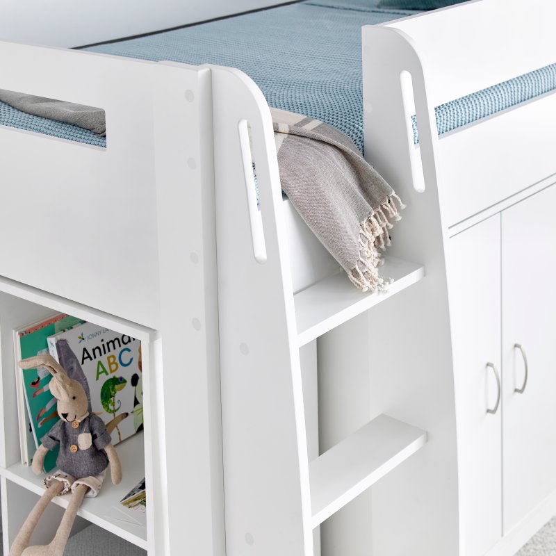 Lacy White Storage Mid Sleeper Bed