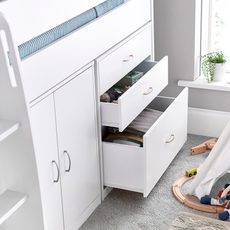 Lacy White Storage Mid Sleeper Bed