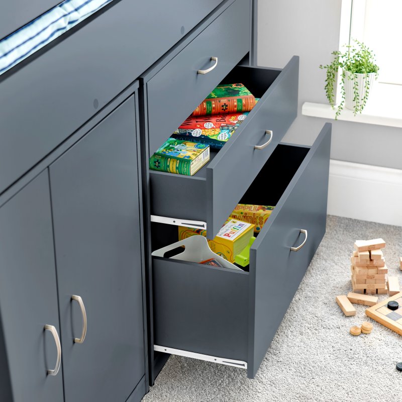 Lacy Grey Storage Mid Sleeper Bed