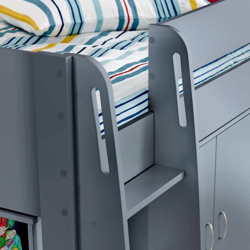 Lacy Grey Storage Mid Sleeper Bed