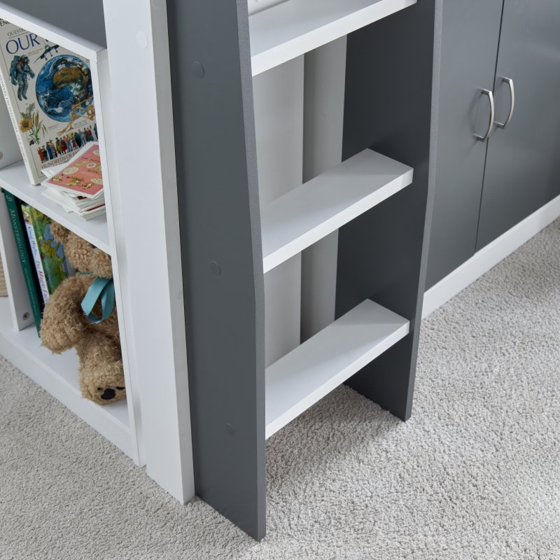Lacy Grey And White Storage Mid Sleeper Bed