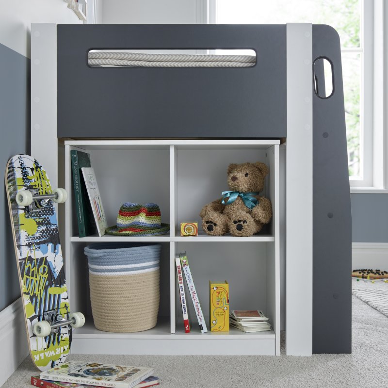 Lacy Grey And White Storage Mid Sleeper Bed