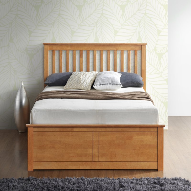 Malmo Oak Wooden Ottoman Storage Bed King Size